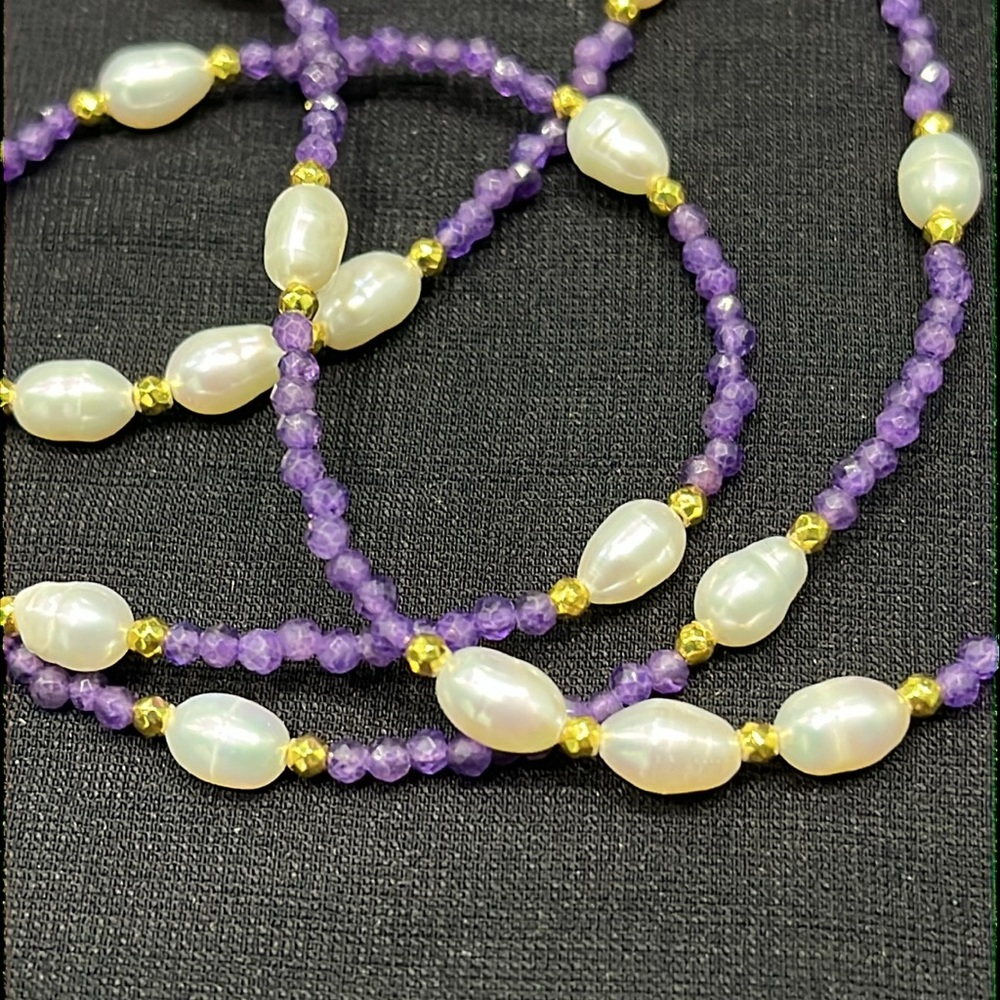 Pearls Amethyst Necklace
